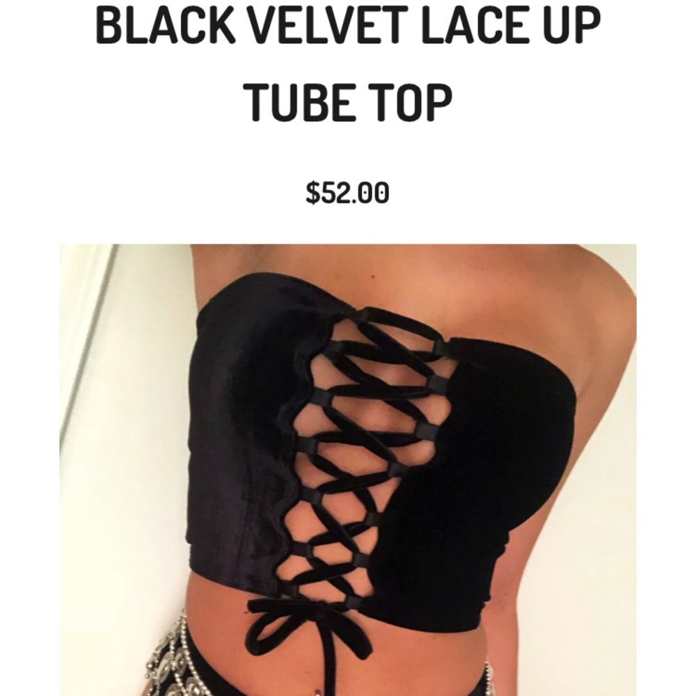 *SOLD* Eat Sleep Rave Black Lace Up Tube Top - Picture 1 of 4